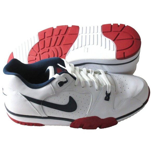 Nike Men's Cross Trainer Low Leather Shoes White Gym Red Obsidian Sizes NIB - Picture 2 of 6